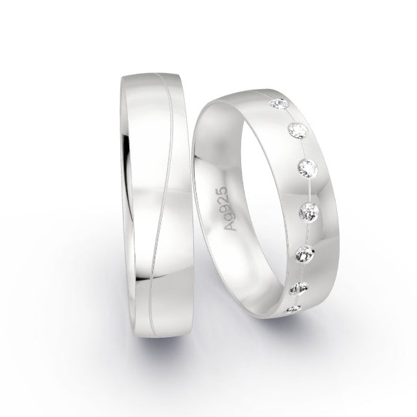 Trauringe Silber 925 mit 0.105 ct. Brillanten GR24980