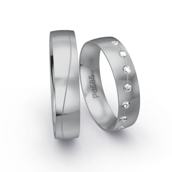 Trauringe Palladium 585 mit 0.105 ct. Brillanten GR24982