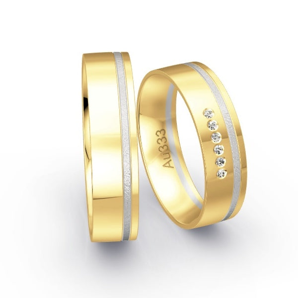 Trauringe Gelbgold 333 / Weissgold 333 mit 0.03 ct. Brillanten GR24984