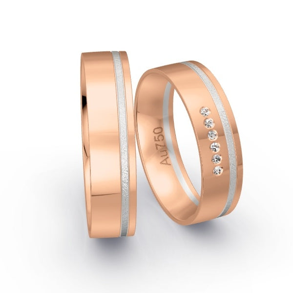 Trauringe Rotgold 750 / Weissgold 750 mit 0.03 ct. Brillanten GR24994