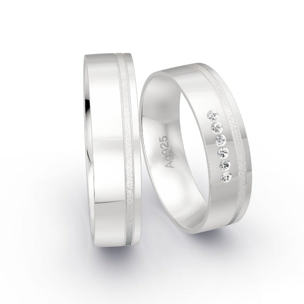 Trauringe Silber 925 mit 0.03 ct. Brillanten GR24995