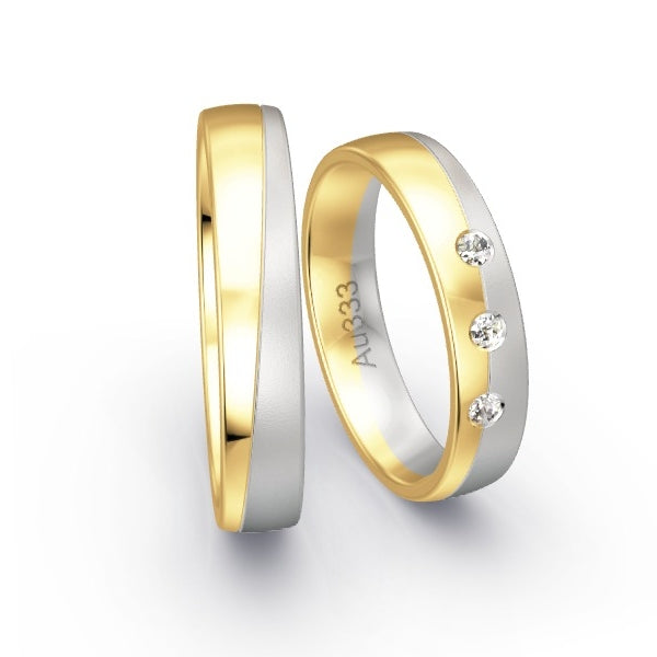 Trauringe Gelbgold 333 / Weissgold 333 mit 0.09 ct. Brillanten GR24999