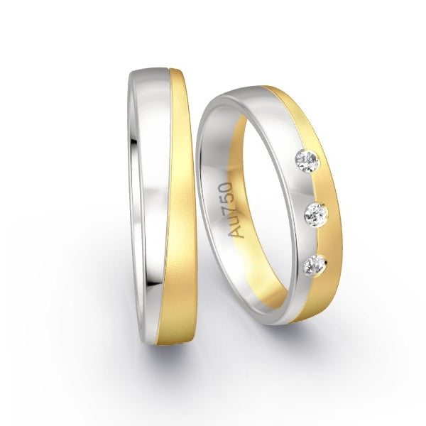 Trauringe Weissgold 750 / Gelbgold 750 mit 0.09 ct. Brillanten GR25008