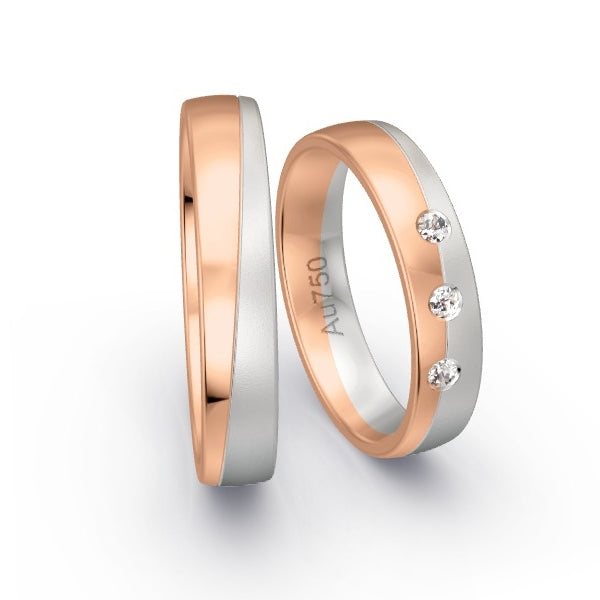 Trauringe Rotgold 750 / Weissgold 750 mit 0.09 ct. Brillanten GR25011