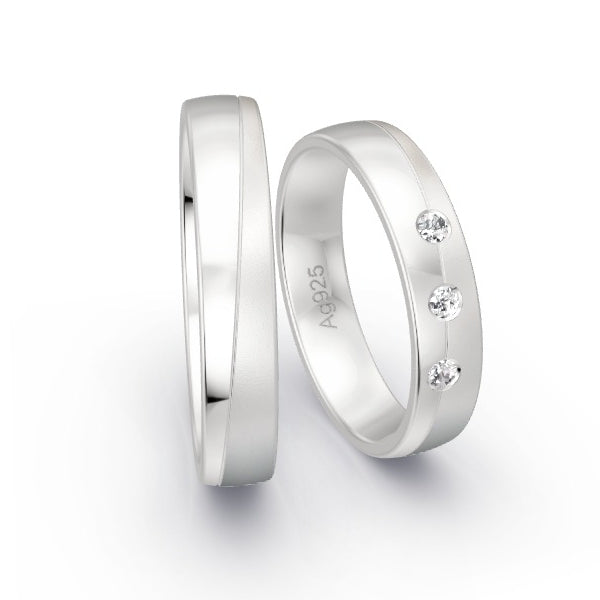Trauringe Silber 925 mit 0.09 ct. Brillanten GR25012