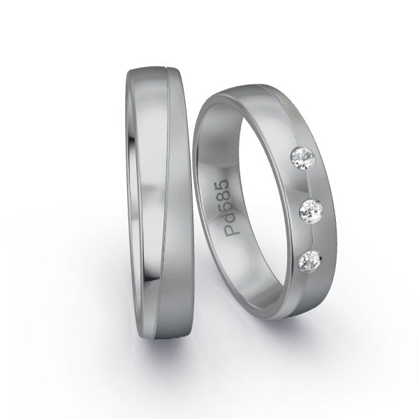 Trauringe Palladium 585 mit 0.09 ct. Brillanten GR25014