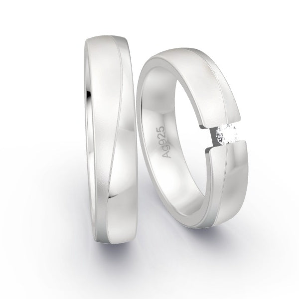 Trauringe Silber 925 mit 0.09 ct. Brillanten GR25027