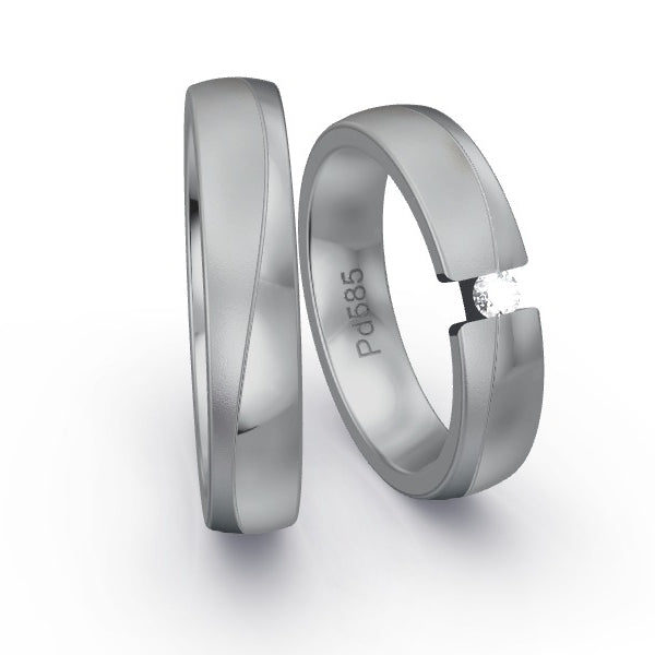 Trauringe Palladium 585 mit 0.09 ct. Brillanten GR25029