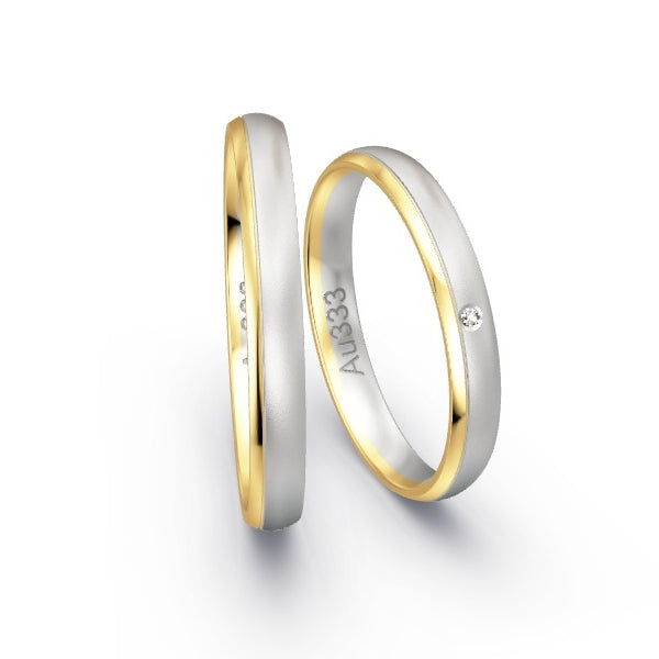 Trauringe Gelbgold 333 / Weissgold 333 mit 0.005 ct. Brillanten GR25032