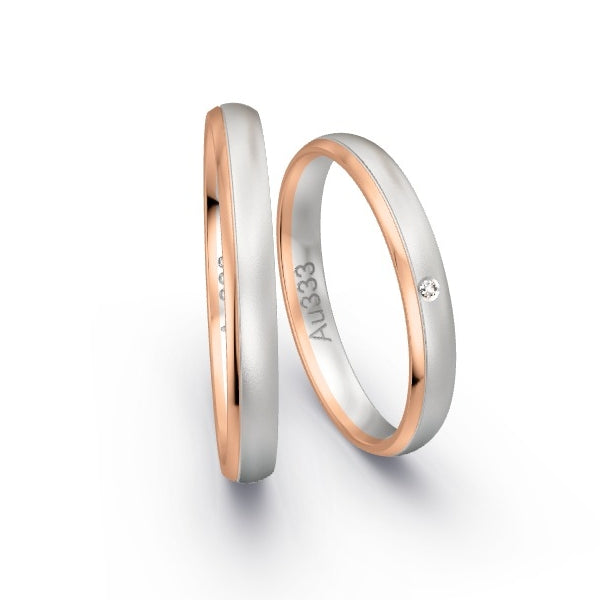 Trauringe Rotgold 333 / Weissgold 333 mit 0.005 ct. Brillanten GR25034