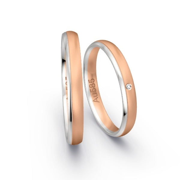 Trauringe Weissgold 585 / Rotgold 585 mit 0.005 ct. Brillanten GR25037