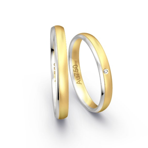 Trauringe Weissgold 750 / Gelbgold 750 mit 0.005 ct. Brillanten GR25039