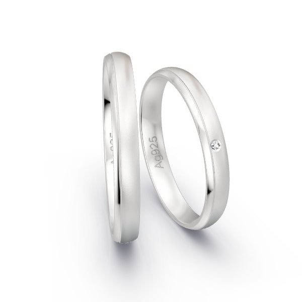 Trauringe Silber 925 mit 0.005 ct. Brillanten GR25043