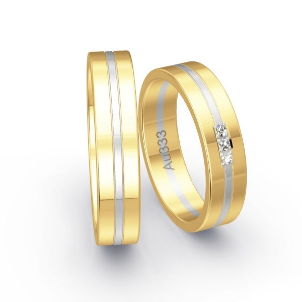 Trauringe Gelbgold 333 / Weissgold 333 mit 0.045 ct. Brillanten GR25047