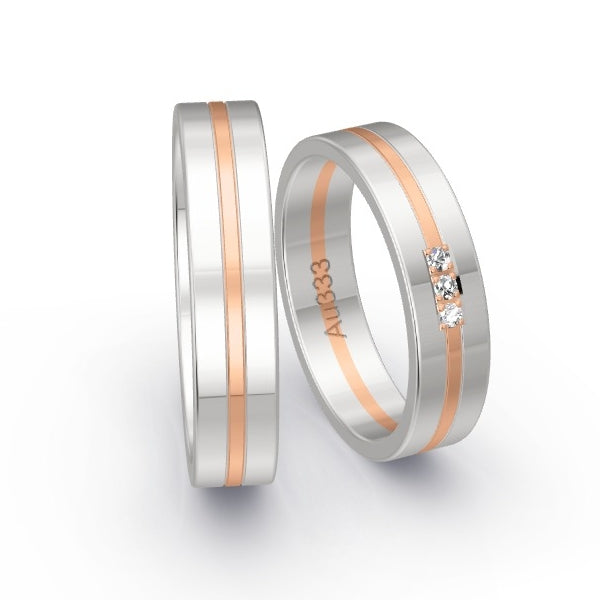 Trauringe Weissgold 333 / Rotgold 333 mit 0.045 ct. Brillanten GR25048
