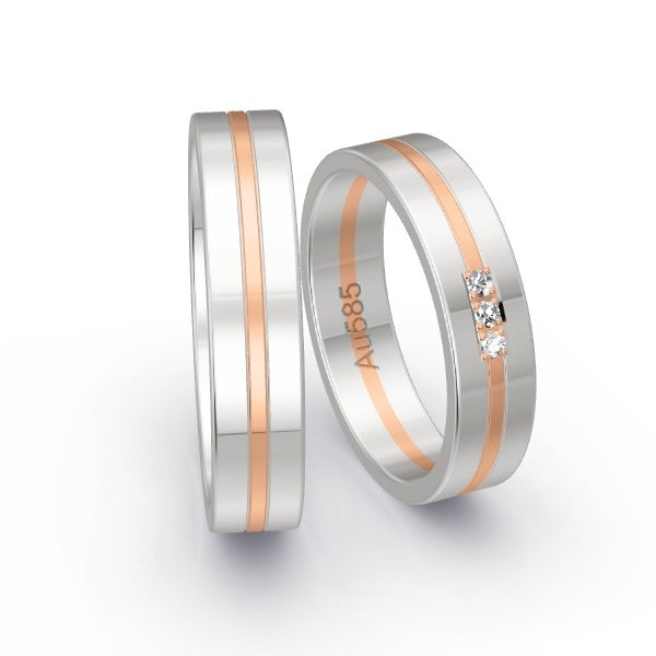 Trauringe Weissgold 585 / Rotgold 585 mit 0.045 ct. Brillanten GR25052
