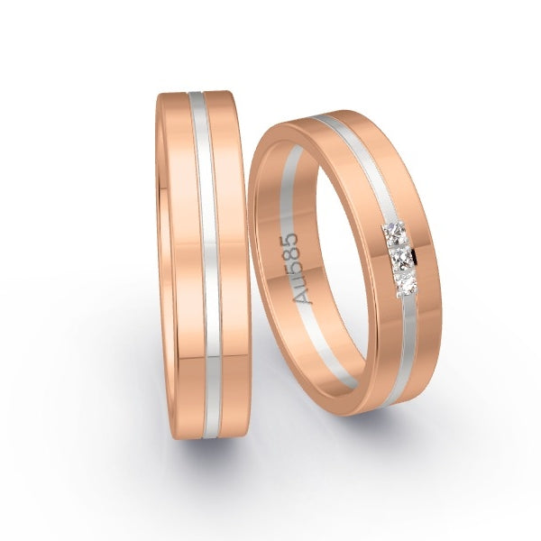 Trauringe Rotgold 585 / Weissgold 585 mit 0.045 ct. Brillanten GR25053