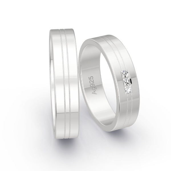 Trauringe Silber 925 mit 0.045 ct. Brillanten GR25059