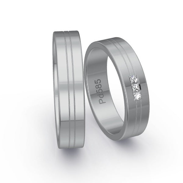 Trauringe Palladium 585 mit 0.045 ct. Brillanten GR25061