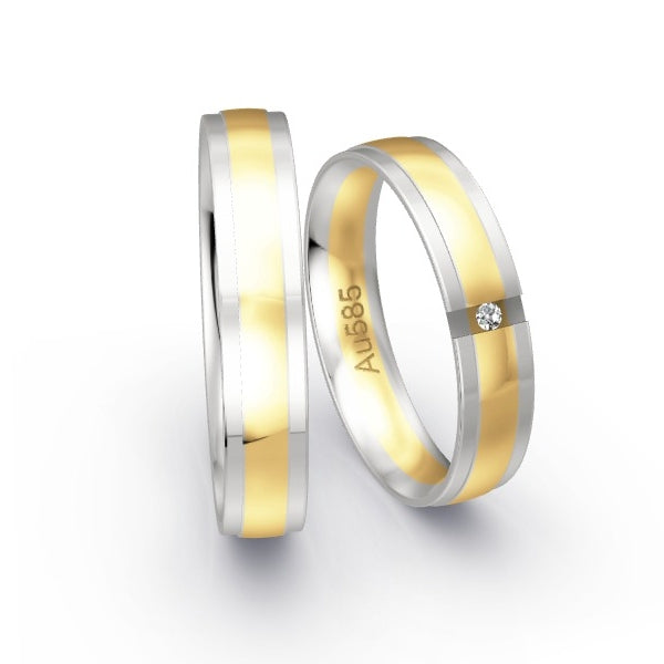 Trauringe Weissgold 585 / Gelbgold 585 mit 0.015 ct. Brillanten GR25066