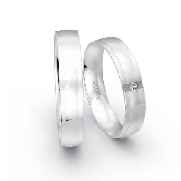 Trauringe Silber 925 mit 0.015 ct. Brillanten GR25074