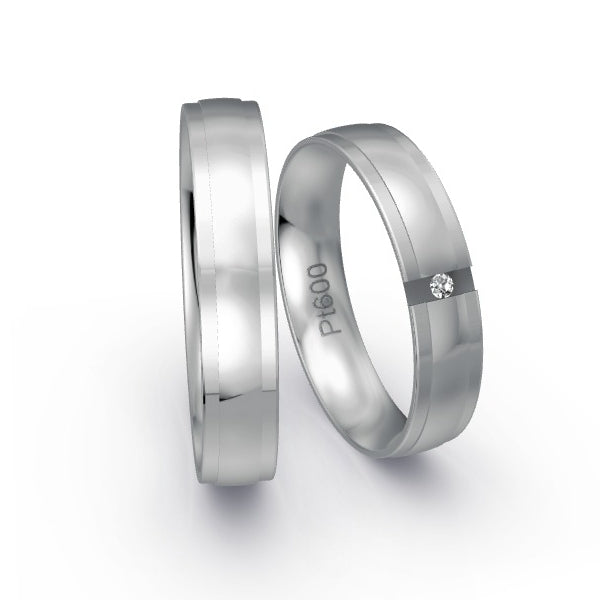 Trauringe Platin 600 mit 0.015 ct. Brillanten GR25075