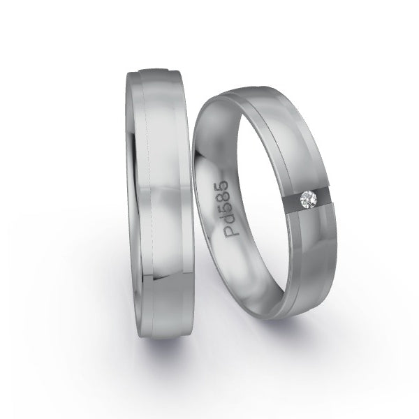 Trauringe Palladium 585 mit 0.015 ct. Brillanten GR25076