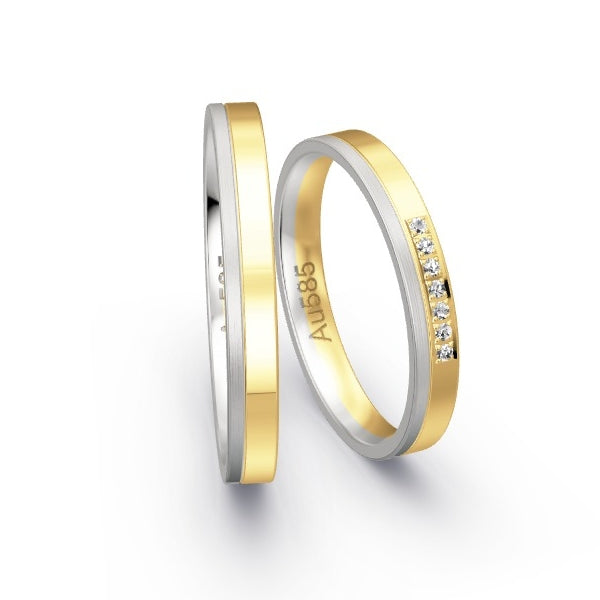 Trauringe Weissgold 585 / Gelbgold 585 mit 0.035 ct. Brillanten GR25081