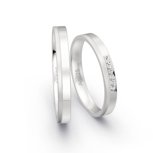 Trauringe Silber 925 mit 0.035 ct. Brillanten GR25089