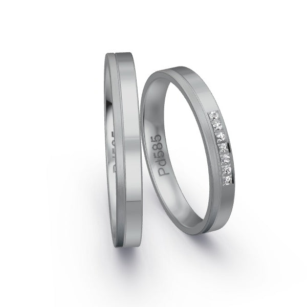 Trauringe Palladium 585 mit 0.035 ct. Brillanten GR25091