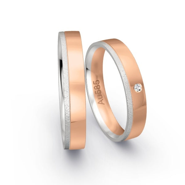 Trauringe Weissgold 585 / Rotgold 585 mit 0.015 ct. Brillanten GR25098