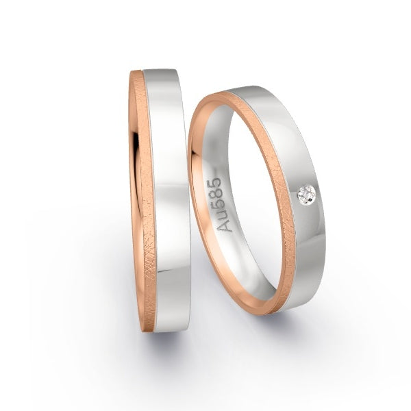Trauringe Rotgold 585 / Weissgold 585 mit 0.015 ct. Brillanten GR25099