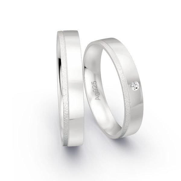 Trauringe Silber 925 mit 0.015 ct. Brillanten GR25104