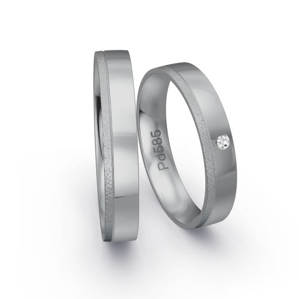 Trauringe Palladium 585 mit 0.015 ct. Brillanten GR25106
