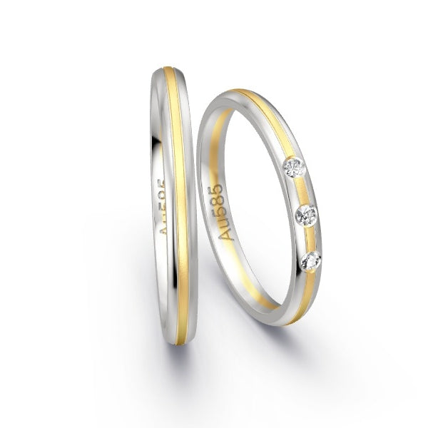 Trauringe Weissgold 585 / Gelbgold 585 mit 0.06 ct. Brillanten GR25111
