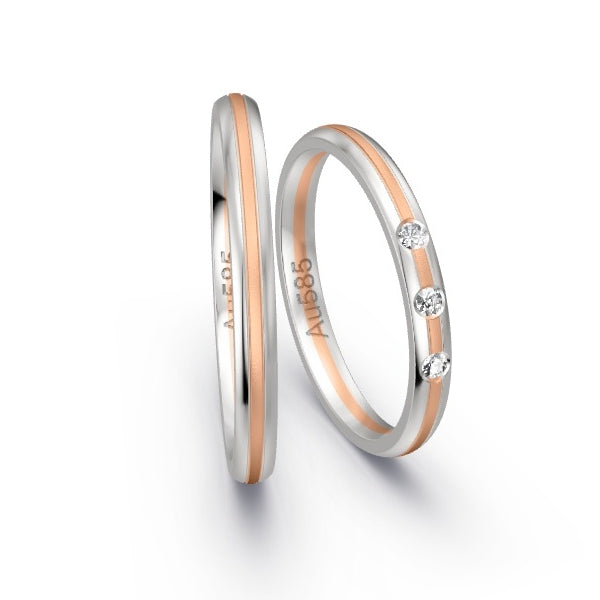 Trauringe Weissgold 585 / Rotgold 585 mit 0.06 ct. Brillanten GR25113