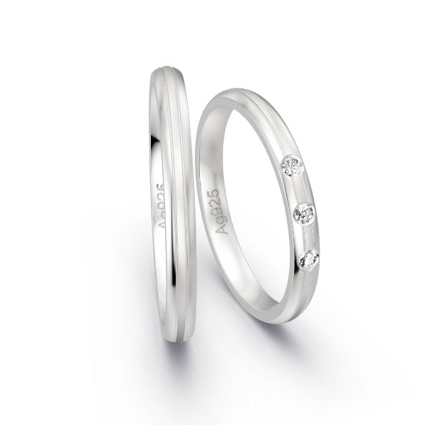 Trauringe Silber 925 mit 0.06 ct. Brillanten GR25119