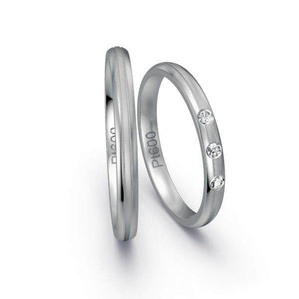 Trauringe Platin 600 mit 0.06 ct. Brillanten GR25120