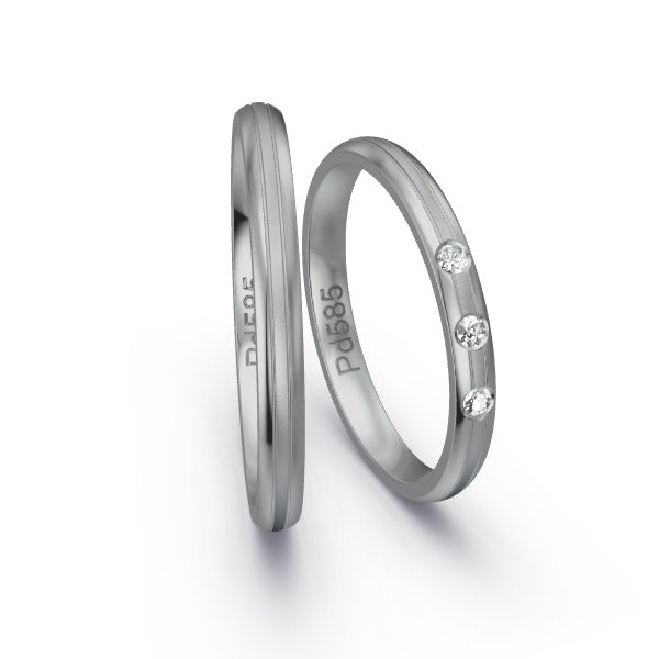 Trauringe Palladium 585 mit 0.06 ct. Brillanten GR25121