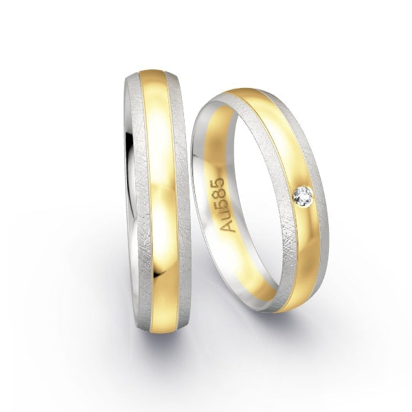 Trauringe Weissgold 585 / Gelbgold 585 mit 0.02 ct. Brillanten GR25126