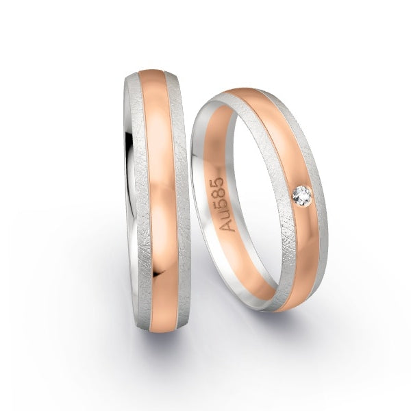 Trauringe Weissgold 585 / Rotgold 585 mit 0.02 ct. Brillanten GR25128