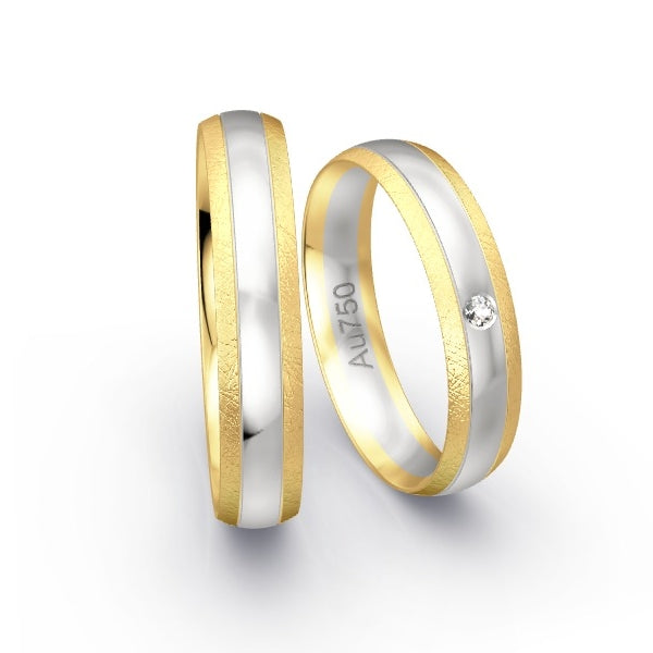 Trauringe Gelbgold 750 / Weissgold 750 mit 0.02 ct. Brillanten GR25131