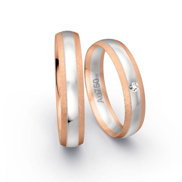 Trauringe Rotgold 750 / Weissgold 750 mit 0.02 ct. Brillanten GR25133