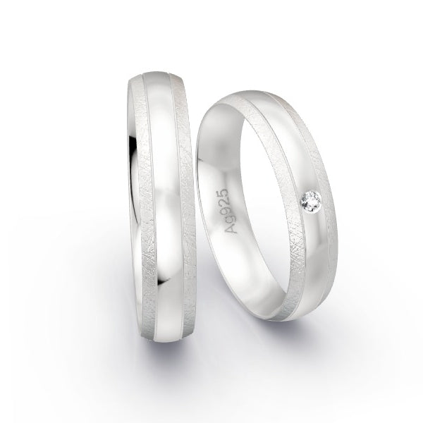 Trauringe Silber 925 mit 0.02 ct. Brillanten GR25134