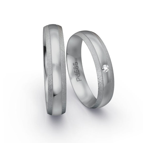 Trauringe Palladium 585 mit 0.02 ct. Brillanten GR25136