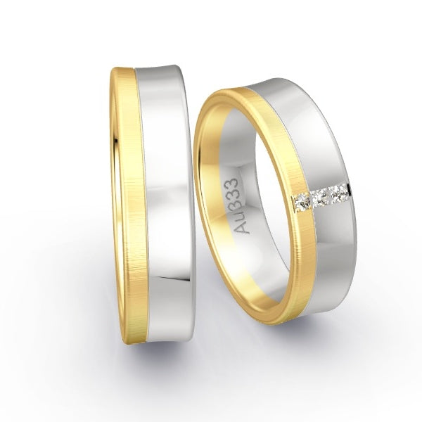 Trauringe Gelbgold 333 / Weissgold 333 mit 0.045 ct. Brillanten GR25138