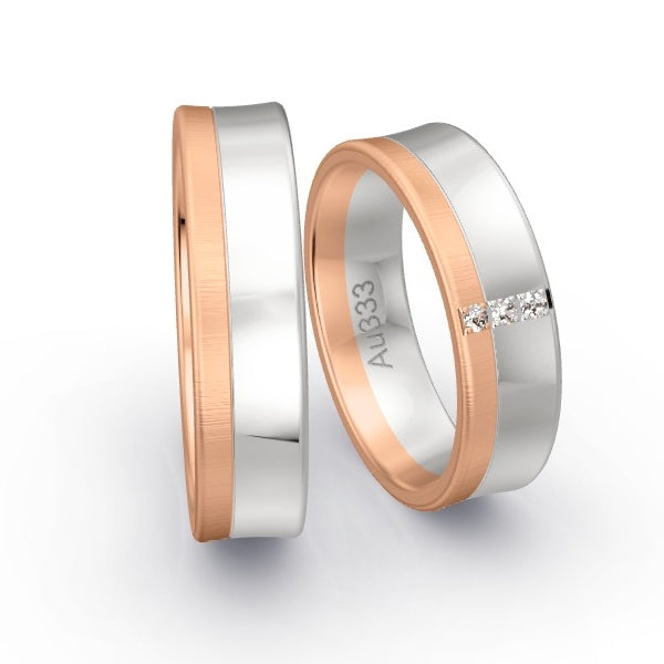 Trauringe Rotgold 333 / Weissgold 333 mit 0.045 ct. Brillanten GR25140
