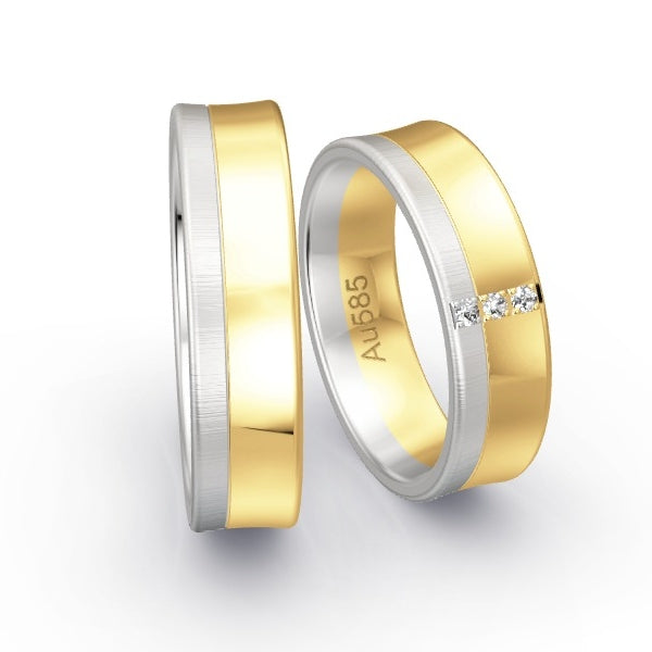 Trauringe Weissgold 585 / Gelbgold 585 mit 0.045 ct. Brillanten GR25141