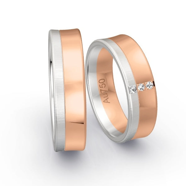 Trauringe Weissgold 750 / Rotgold 750 mit 0.045 ct. Brillanten GR25147