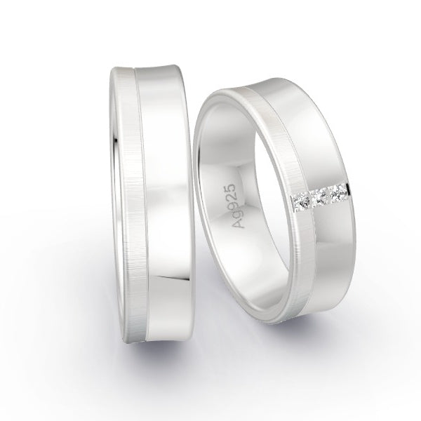 Trauringe Silber 925 mit 0.045 ct. Brillanten GR25149